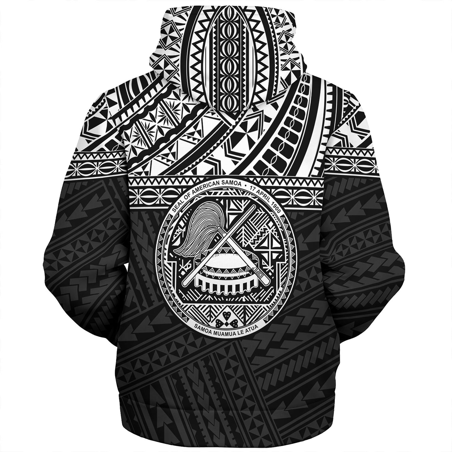 American Samoa Sherpa Hoodie Custom Polynesian Black Version