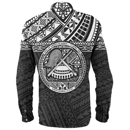 American Samoa Long Sleeve Shirt Custom Polynesian Black Version