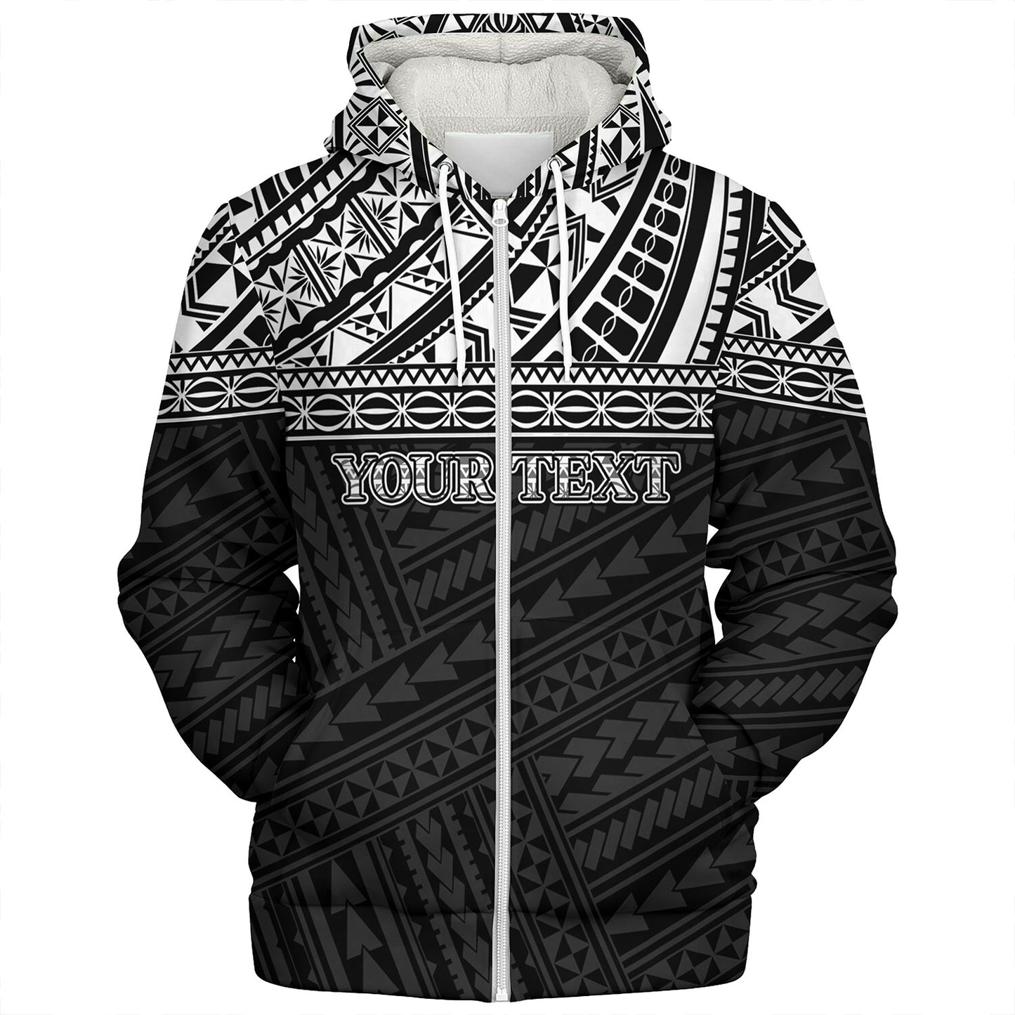 American Samoa Sherpa Hoodie Custom Polynesian Black Version