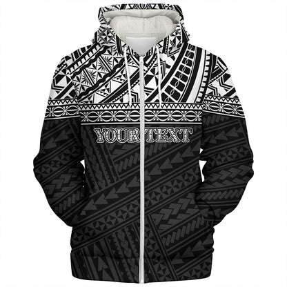 American Samoa Sherpa Hoodie Custom Polynesian Black Version