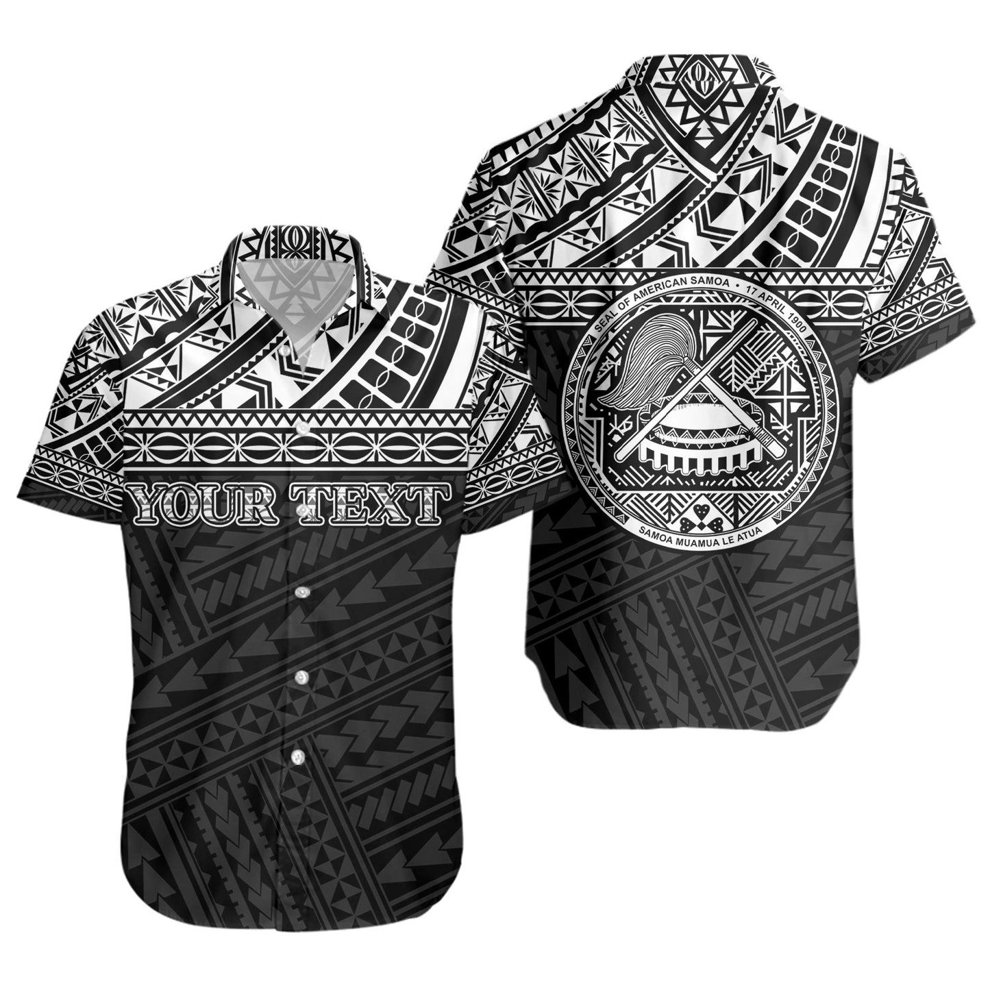 American Samoa Short Sleeve Shirt Custom Polynesian Black Version