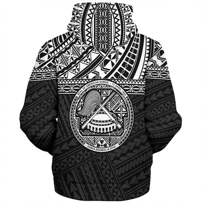 American Samoa Sherpa Hoodie Custom Polynesian Black Version
