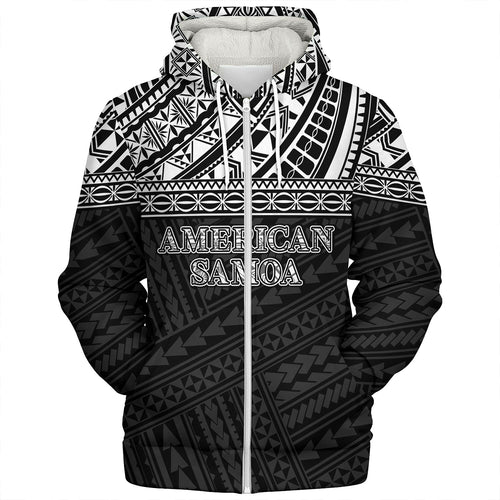 American Samoa Sherpa Hoodie Custom Polynesian Black Version