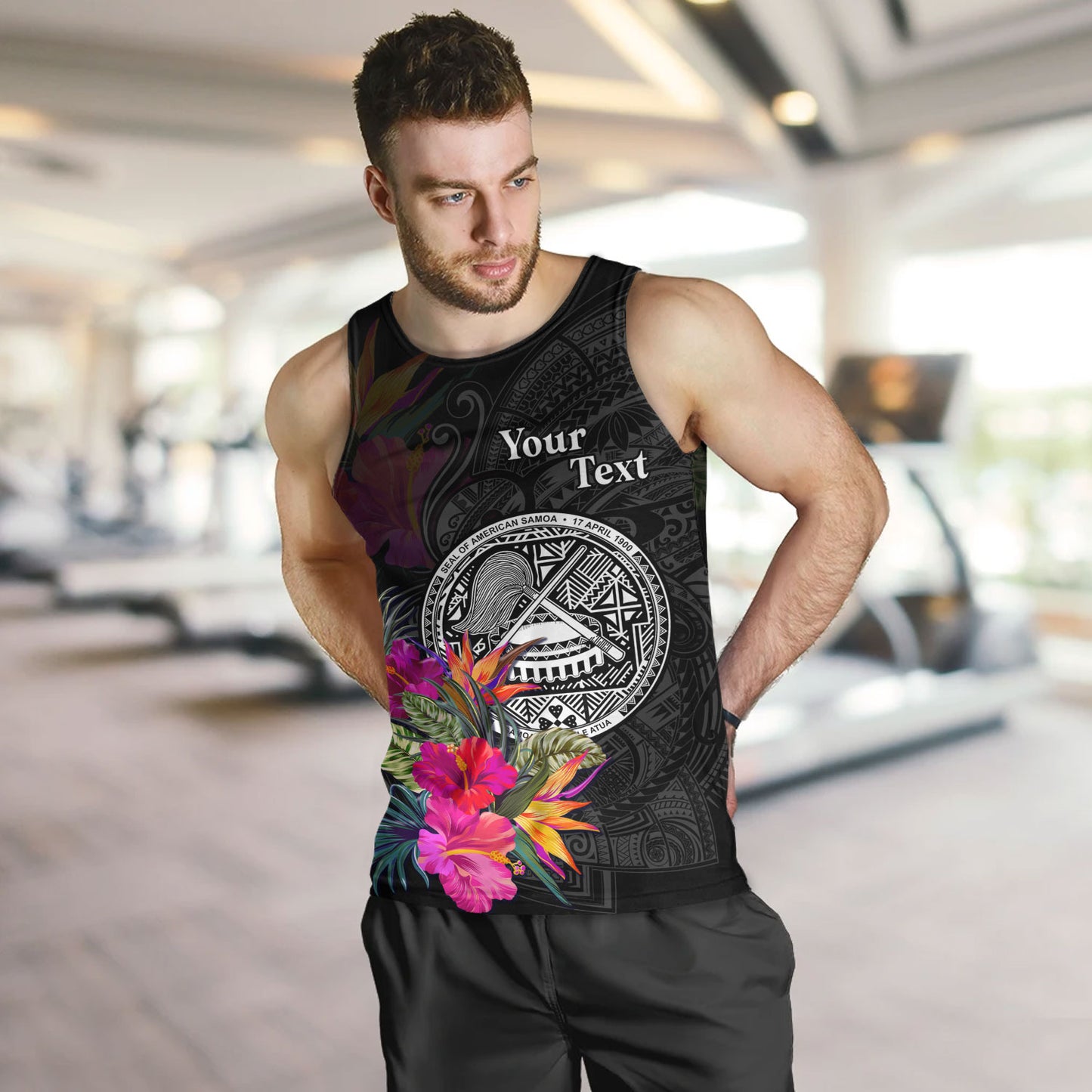 American Samoa Tank Top Custom Polynesian Pattern Tropical Floral Design