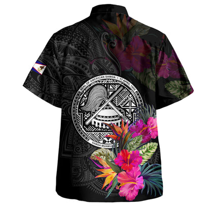 American Samoa Hawaiian Shirt Custom Polynesian Pattern Tropical Floral Design