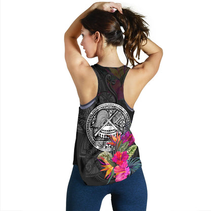 American Samoa Women Tank Custom Polynesian Pattern Tropical Floral Design