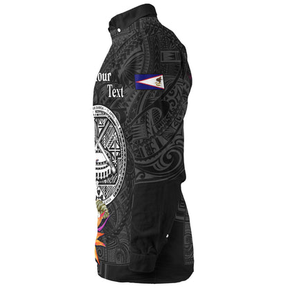 American Samoa Long Sleeve Shirt Custom Polynesian Pattern Tropical Floral Design