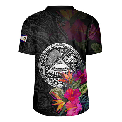 American Samoa Rugby Jersey Custom Polynesian Pattern Tropical Floral Design