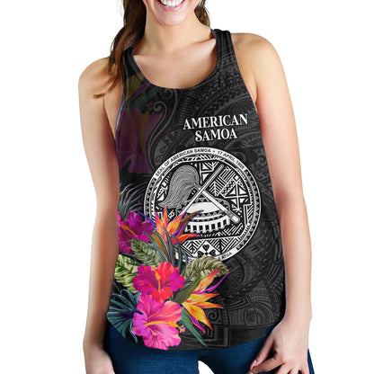 American Samoa Women Tank Custom Polynesian Pattern Tropical Floral Design