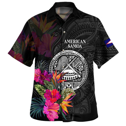 American Samoa Hawaiian Shirt Custom Polynesian Pattern Tropical Floral Design