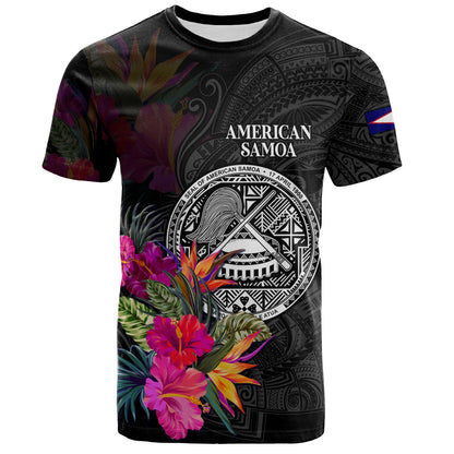 American Samoa T-Shirt Custom Polynesian Pattern Tropical Floral Design