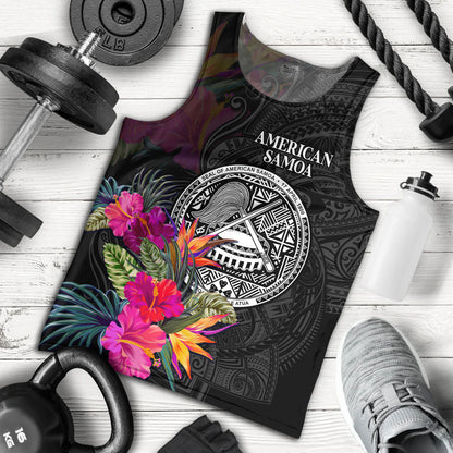 American Samoa Tank Top Custom Polynesian Pattern Tropical Floral Design