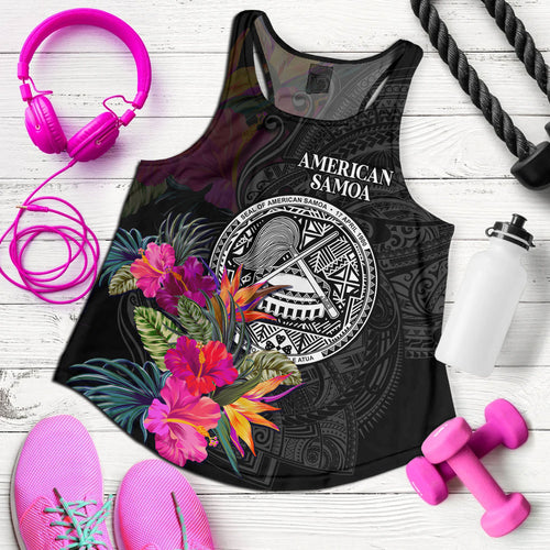American Samoa Women Tank Custom Polynesian Pattern Tropical Floral Design