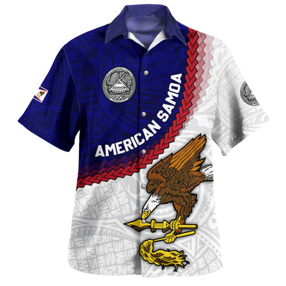 American Samoa Hawaiian Shirt Custom Polynesian Tradition Seal Flag Color