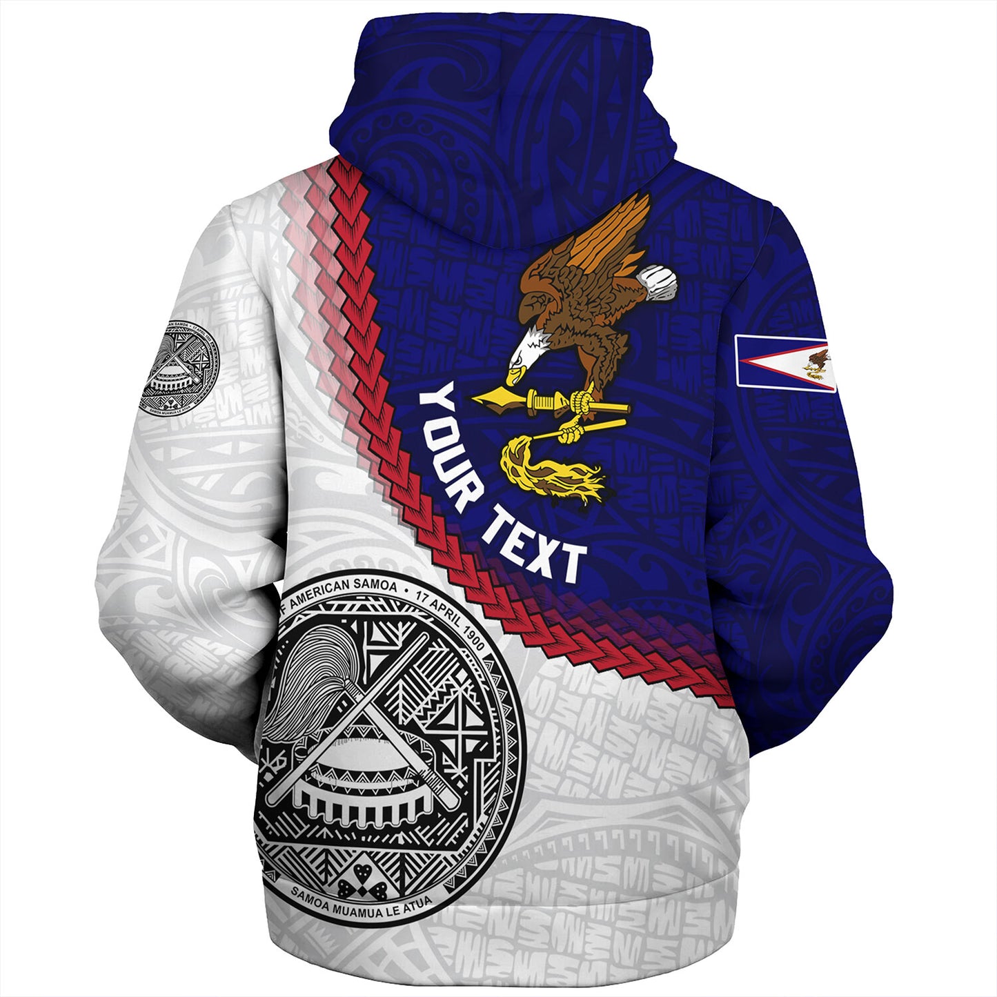 American Samoa Sherpa Hoodie Custom Polynesian Tradition Seal Flag Color