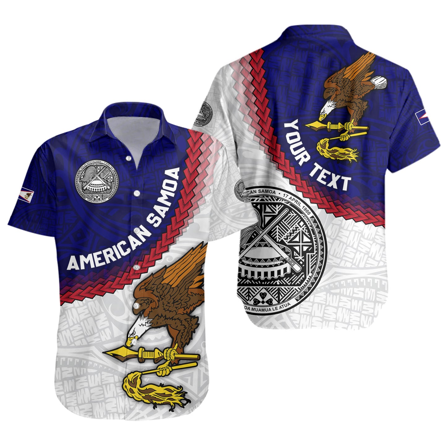 American Samoa Short Sleeve Shirt Custom Polynesian Tradition Seal Flag Color