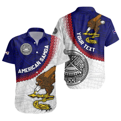 American Samoa Short Sleeve Shirt Custom Polynesian Tradition Seal Flag Color