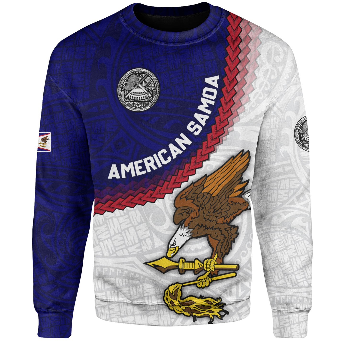 American Samoa Sweatshirt Custom Polynesian Tradition Seal Flag Color