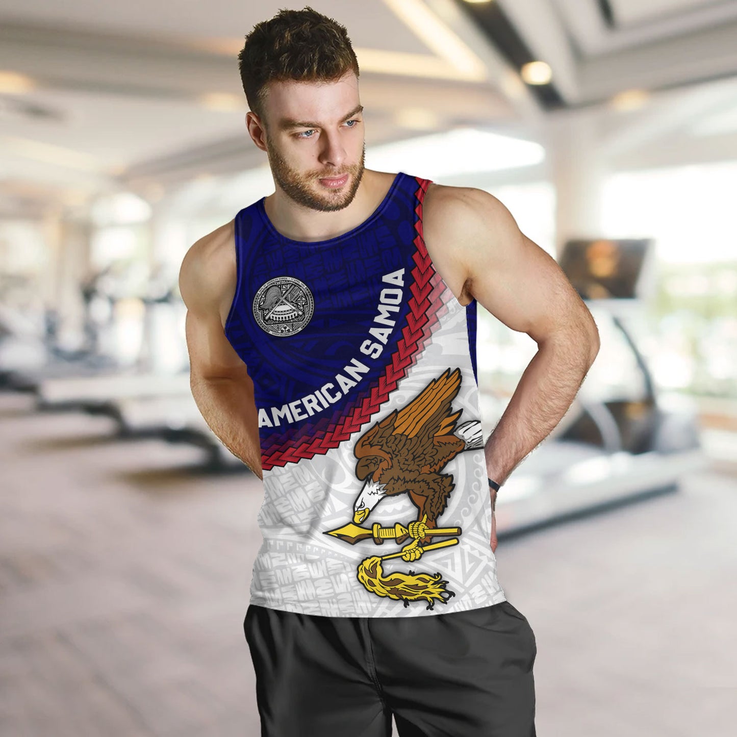 American Samoa Tank Top Custom Polynesian Tradition Seal Flag Color