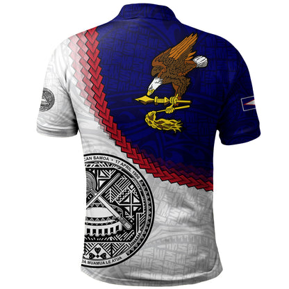 American Samoa Polo Shirt Custom Polynesian Tradition Seal Flag Color