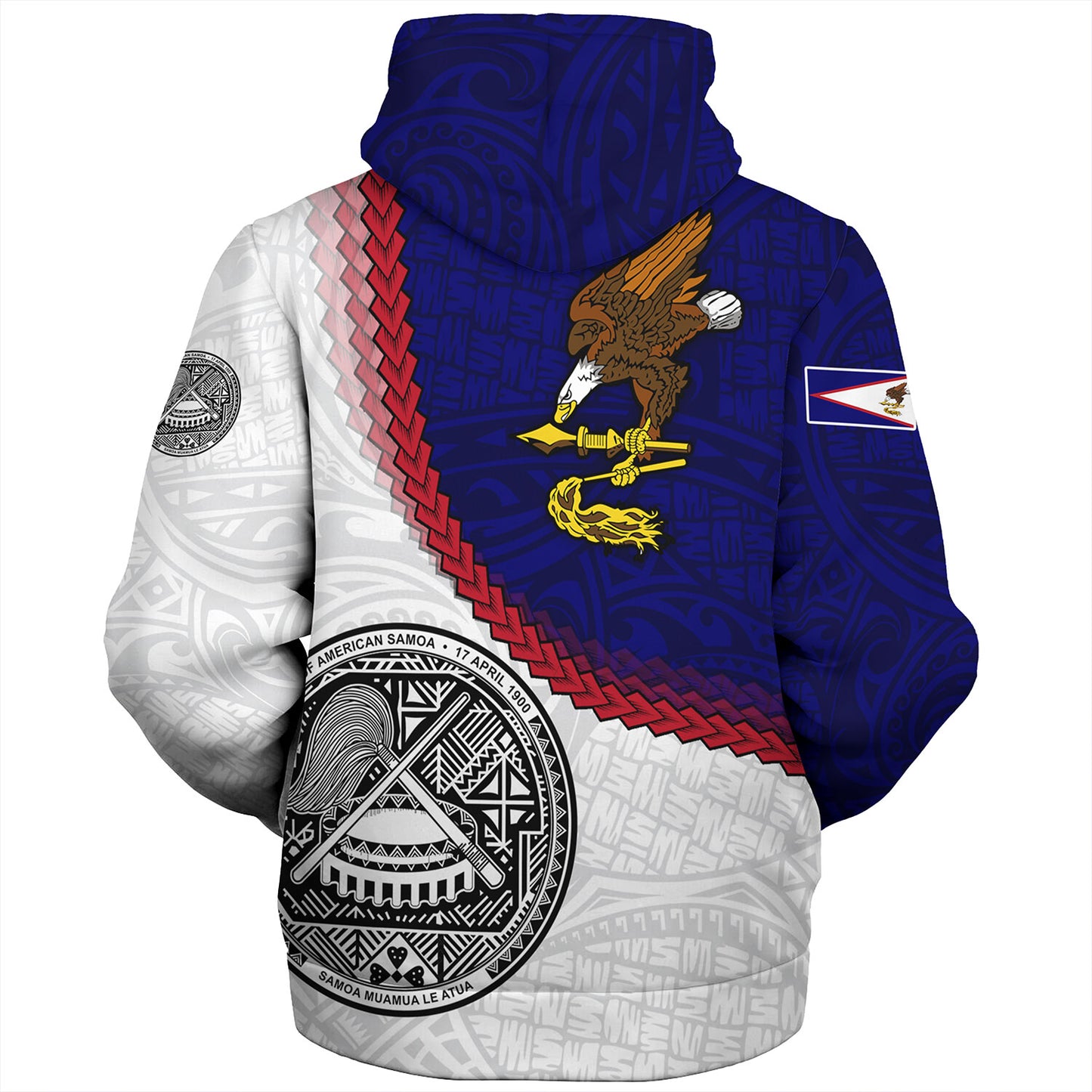 American Samoa Sherpa Hoodie Custom Polynesian Tradition Seal Flag Color