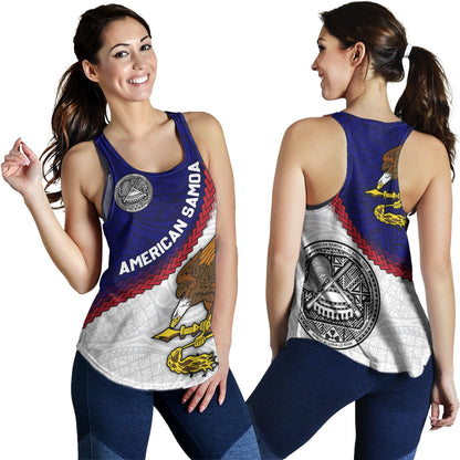 American Samoa Women Tank Custom Polynesian Tradition Seal Flag Color