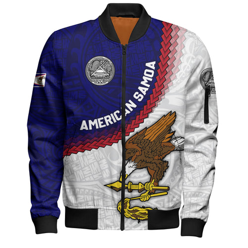 American Samoa Bomber Jacket Custom Polynesian Tradition Seal Flag Color