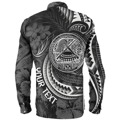 American Samoa Custom Personalised Long Sleeve Shirt Seal Tribal Patterns Tropical Flowers Curve Style