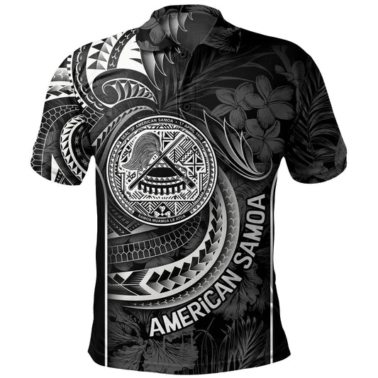 American Samoa Custom Personalised Polo Shirt Seal Tribal Patterns Tropical Flowers Curve Style