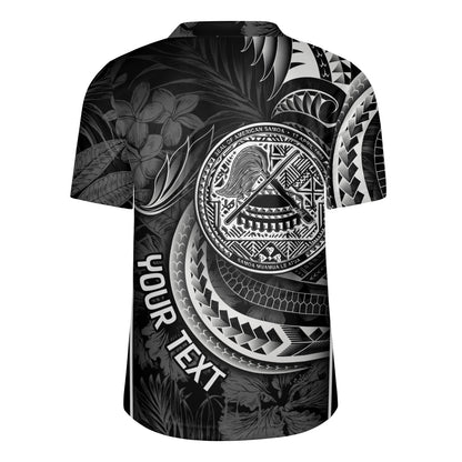 American Samoa Custom Personalised Rugby Jersey Seal Tribal Patterns Tropical Flowers Curve Style