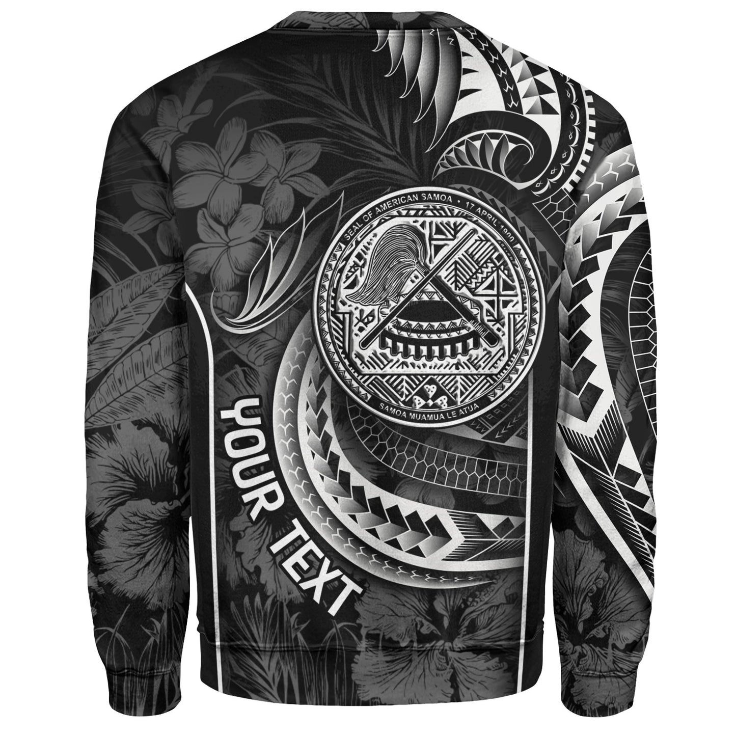 American Samoa Custom Personalised Sweatshirt Seal Tribal Patterns Tropical Flowers Curve Style
