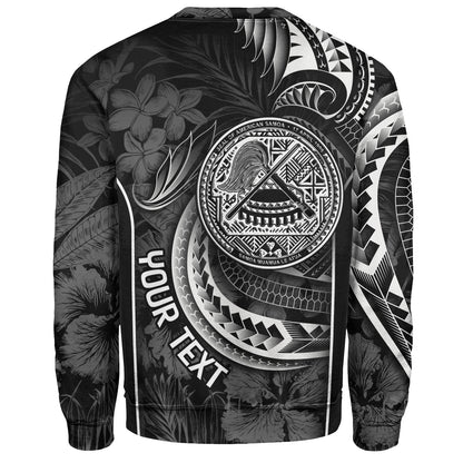 American Samoa Custom Personalised Sweatshirt Seal Tribal Patterns Tropical Flowers Curve Style