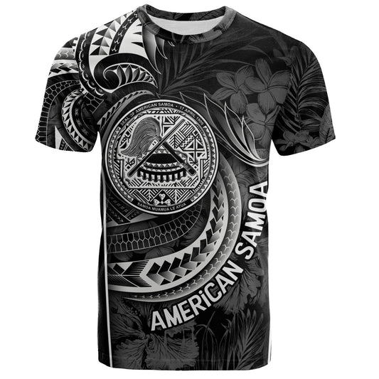 American Samoa Custom Personalised T-Shirt Seal Tribal Patterns Tropical Flowers Curve Style