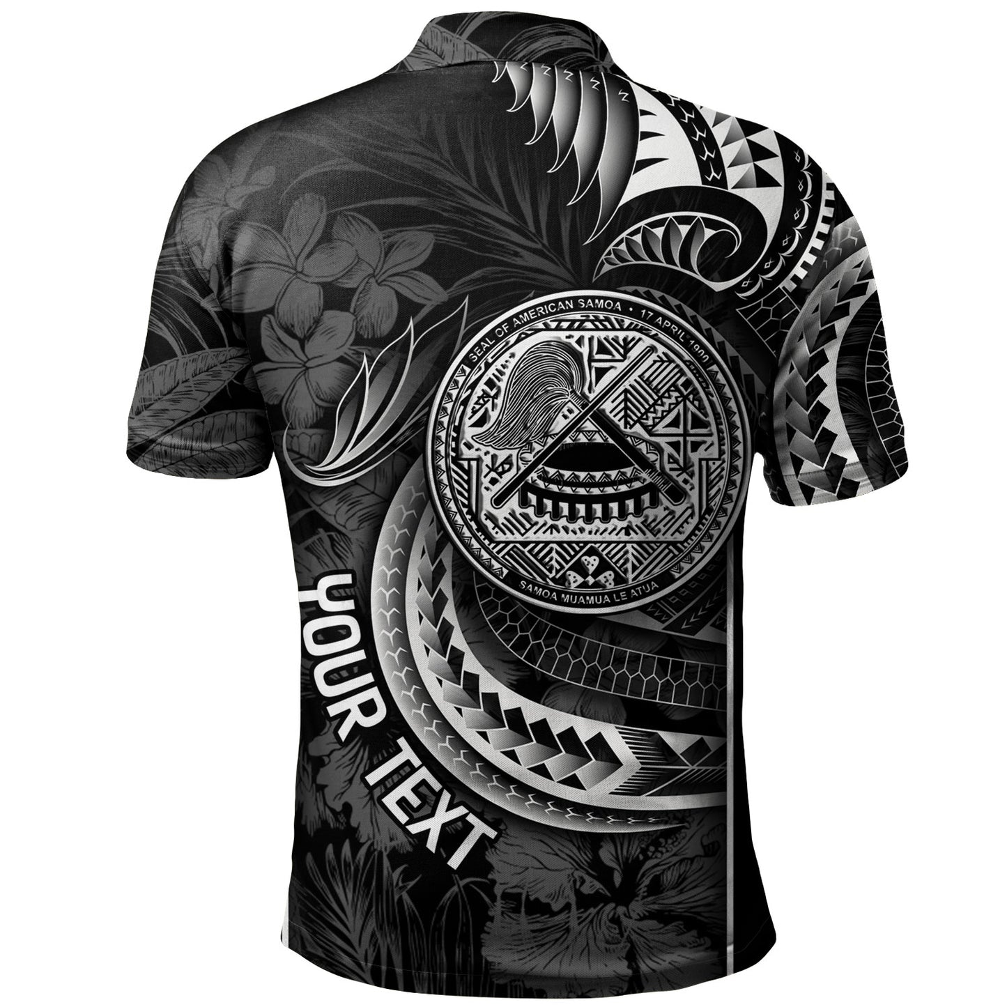 American Samoa Custom Personalised Polo Shirt Seal Tribal Patterns Tropical Flowers Curve Style