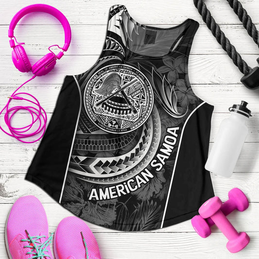 American Samoa Custom Personalised Women Tank Seal Tribal Patterns Tropical Flowers Curve Style