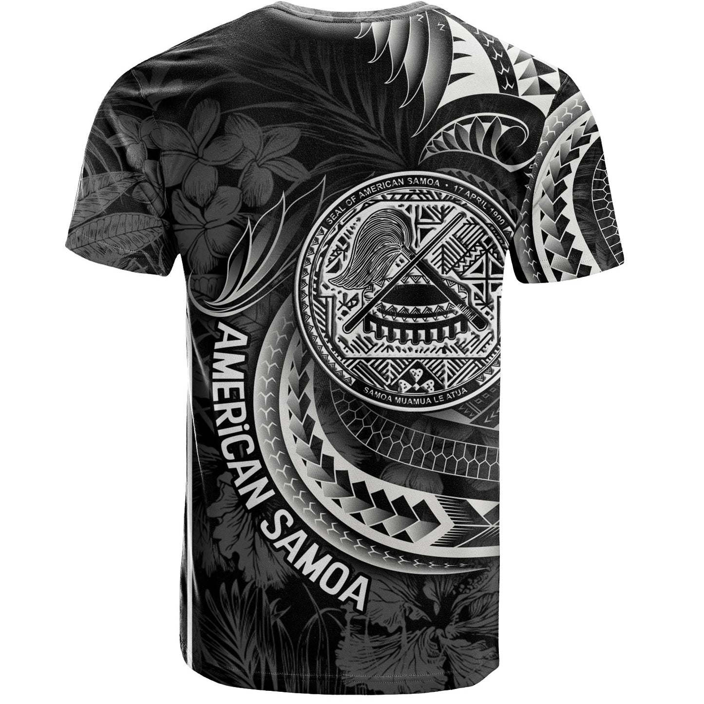 American Samoa Custom Personalised T-Shirt Seal Tribal Patterns Tropical Flowers Curve Style