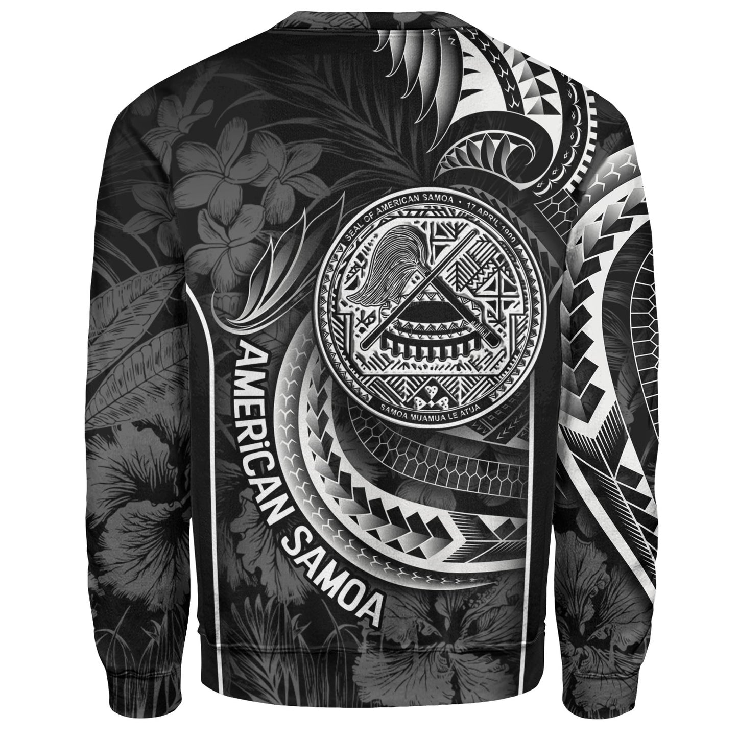 American Samoa Custom Personalised Sweatshirt Seal Tribal Patterns Tropical Flowers Curve Style