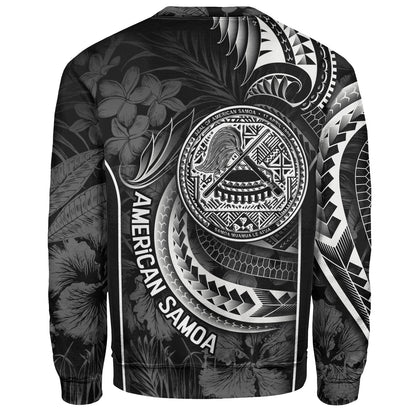 American Samoa Custom Personalised Sweatshirt Seal Tribal Patterns Tropical Flowers Curve Style