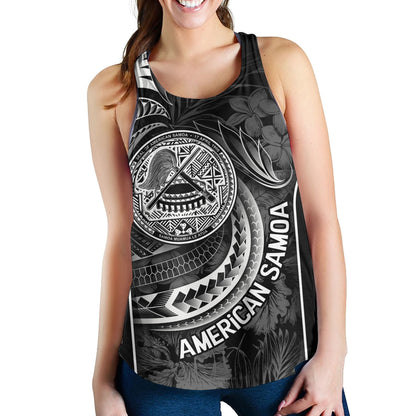 American Samoa Custom Personalised Women Tank Seal Tribal Patterns Tropical Flowers Curve Style