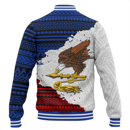 American Samoa Baseball Jacket Eagles Flag Grunge Style
