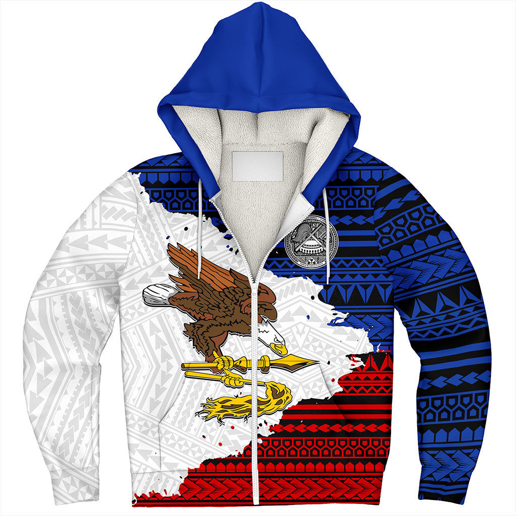 American Samoa Sherpa Hoodie Eagles Flag Grunge Style