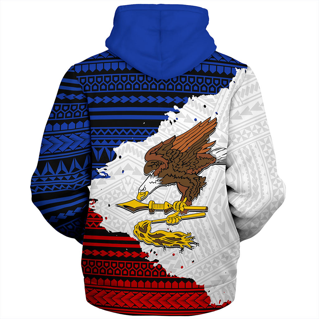 American Samoa Sherpa Hoodie Eagles Flag Grunge Style