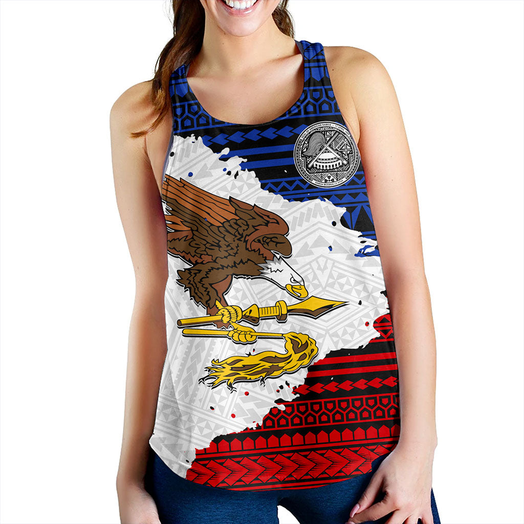 American Samoa Women Tank Eagles Flag Grunge Style