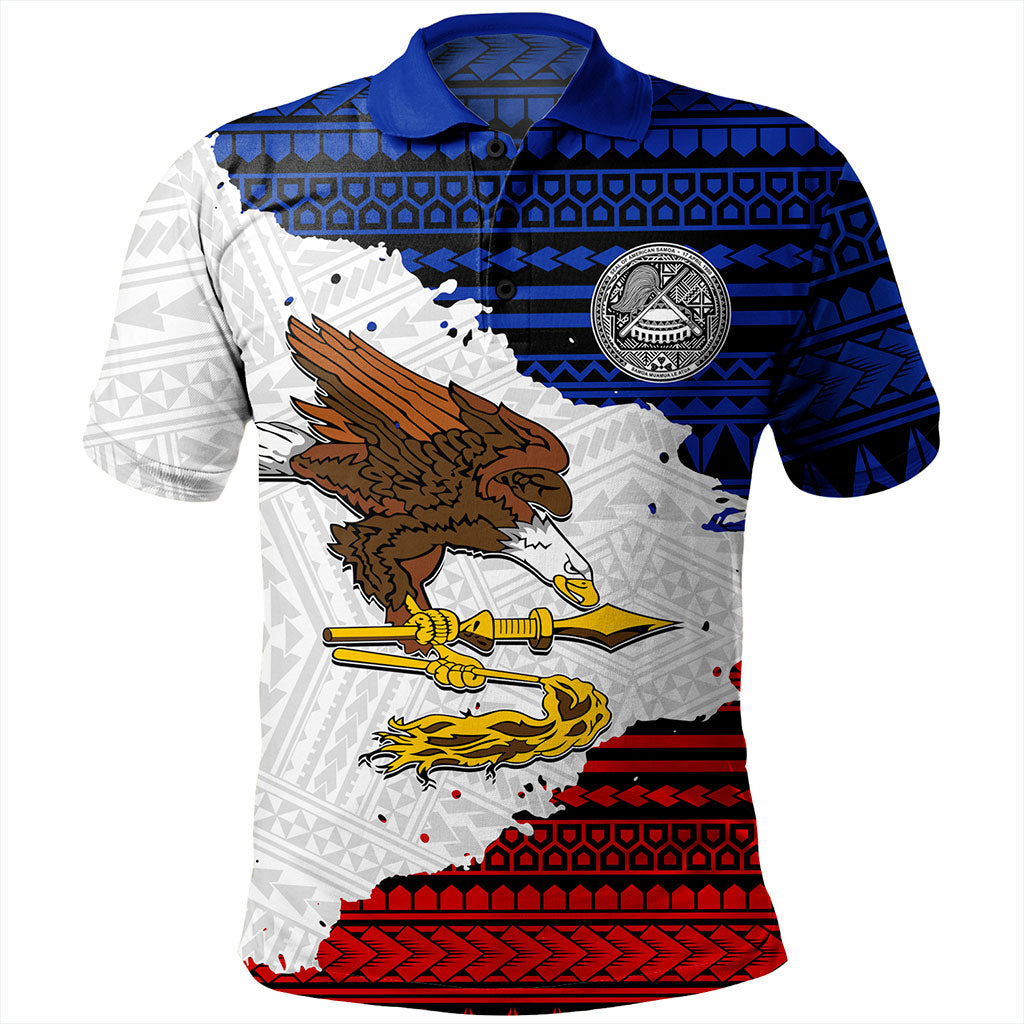 American Samoa Polo Shirt Eagles Flag Grunge Style