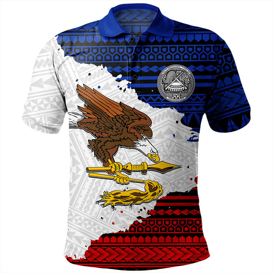 American Samoa Polo Shirt Eagles Flag Grunge Style