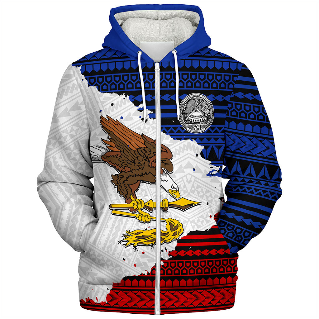 American Samoa Sherpa Hoodie Eagles Flag Grunge Style