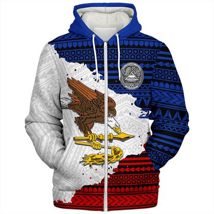 American Samoa Sherpa Hoodie Eagles Flag Grunge Style