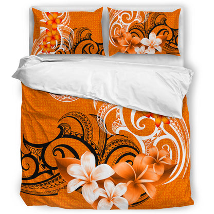 American Samoa Bedding Set Polynesian Floral Spirit Orange