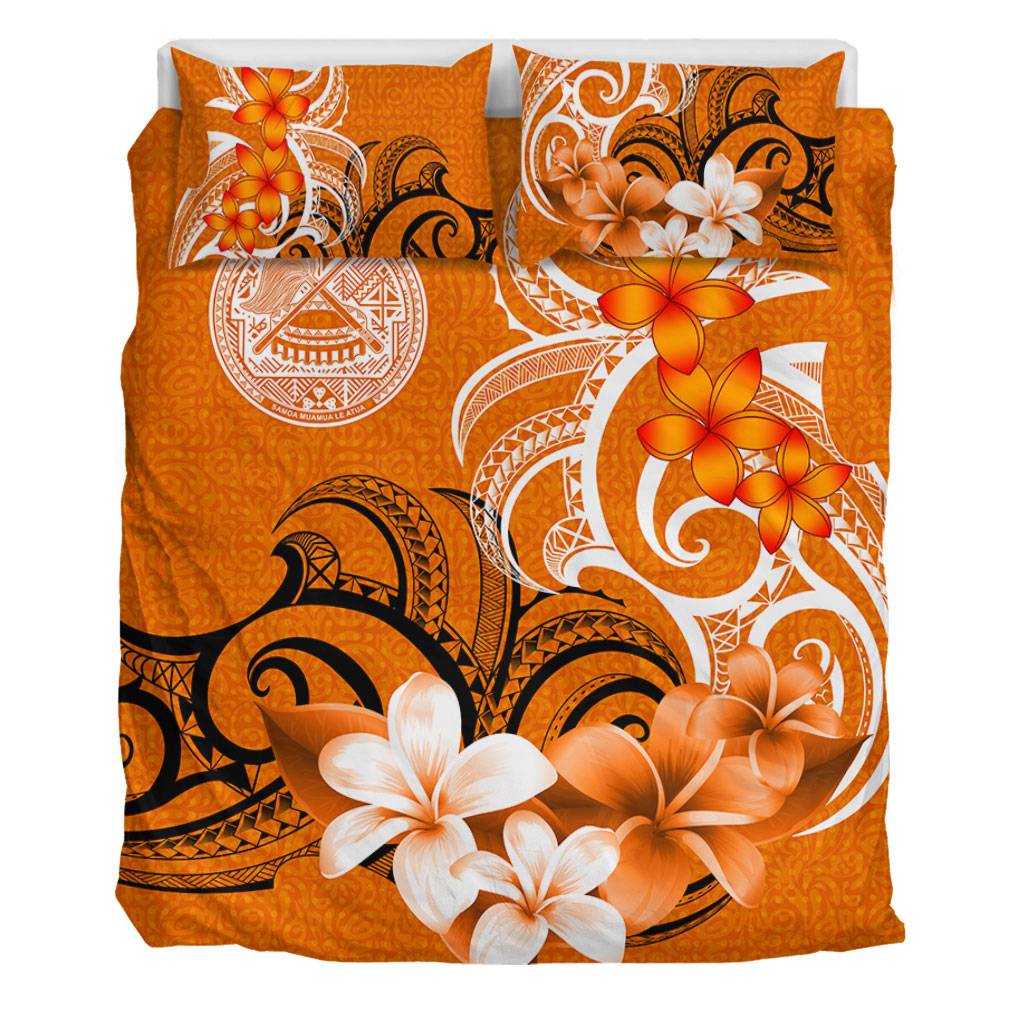 American Samoa Bedding Set Polynesian Floral Spirit Orange