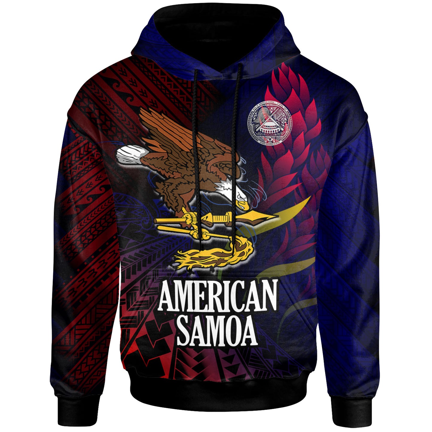 American Samoa Hoodie - Custom Seal Of American Samoa Gradient Color Style